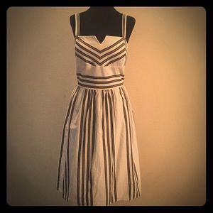 White with brown stripe sundress